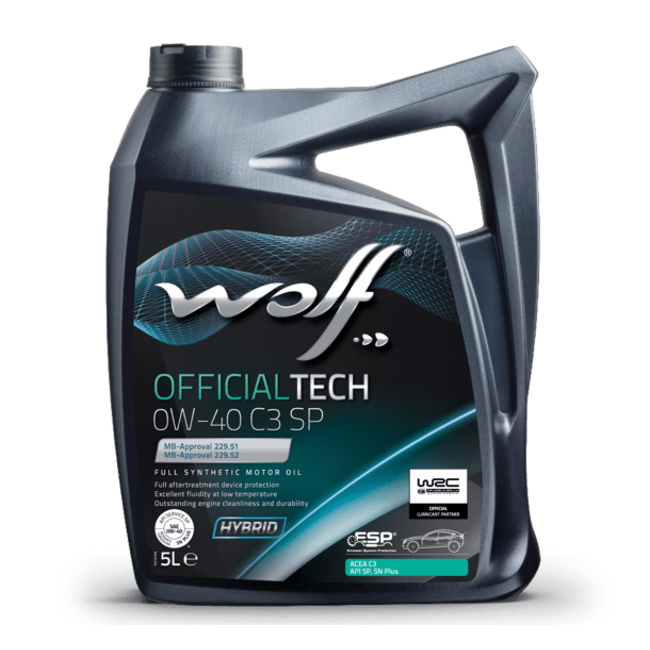 Низковязкое моторное масло WOLF OFFICIALTECH 0W40 C3 SP 5л