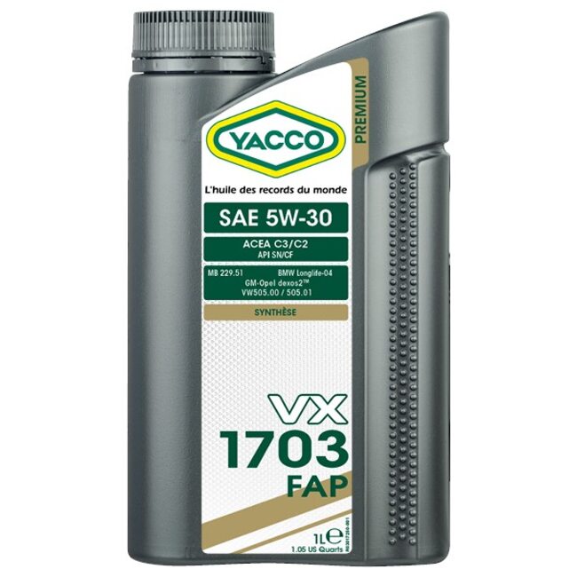 Синтетическое моторное масло Yacco VX 1703 FAP 5W30 1л