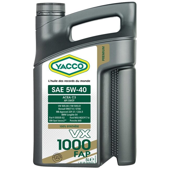 Синтетическое моторное масло Yacco VX 1000 FAP 5W40 5л