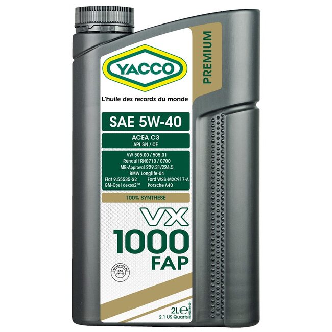Универсальное масло Yacco VX 1000 FAP 5W40 2л